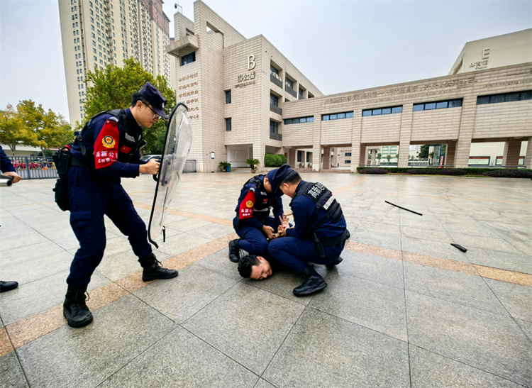 圖片4：高新區(qū)分局巡特警隊(duì)員演示擒拿制暴.png
